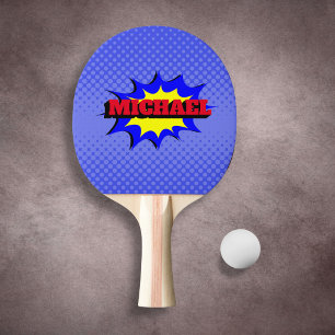 Superhero Kids Comic Book Personalized Name Ping Pong Paddle