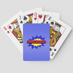 Superhero Kids Comic Book Personalized Name Playing Cards