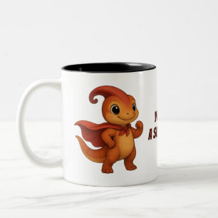 Superhero – Niedliche Dino‑Tasse mit Mutmach Tekst Two-Tone Coffee Mug