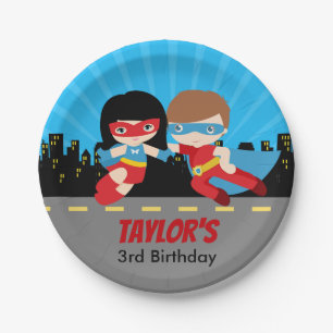 Superhero Paper Plates (Boy Girl Personalized)