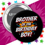 Superhero Party Comics Brother of Birthday Boy 2 Inch Round Button<br><div class="desc">This cool comic book hero brother of the birthday boy design is perfect for a superhero birthday party theme! Great for the brother of boys that love comic book superheroes or villains with superpowers! Features 'Brother of the Birthday Boy!' happy birthday quote in a comic book superhero theme that the...</div>