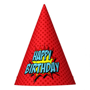 Superhero Party Hat - Red Dot Happy Birthday