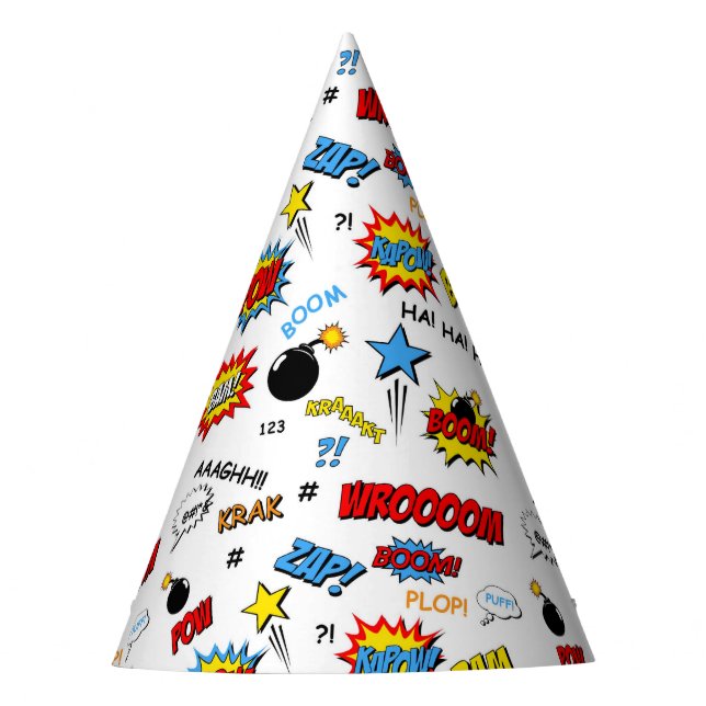 Superhero Party Hat - Word Art (Front)