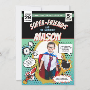 Superhero Party Invitation bande dessinée Style de