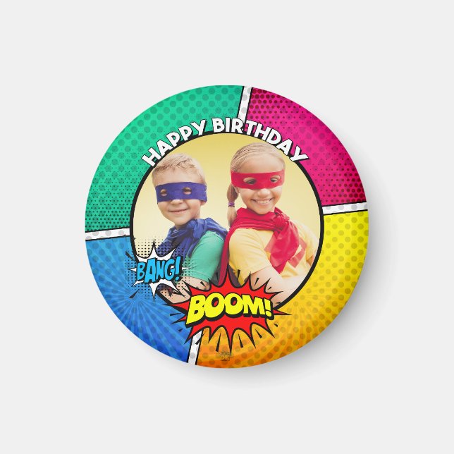 SuperHero Party photo magnet Customize it! (Front)