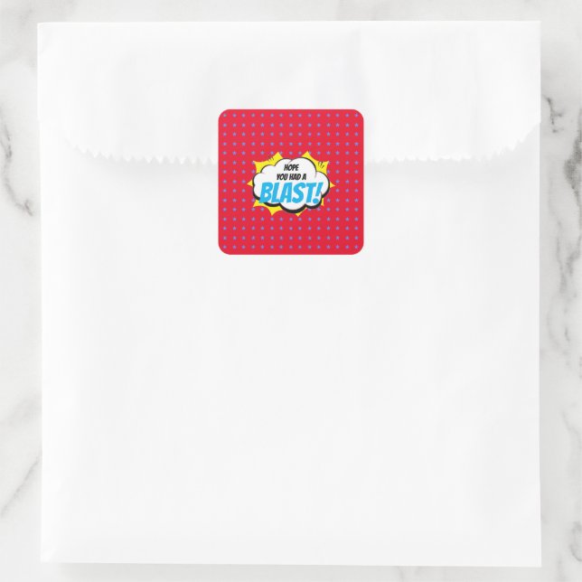 Superhero Party Thank You Square Sticker (Bag)