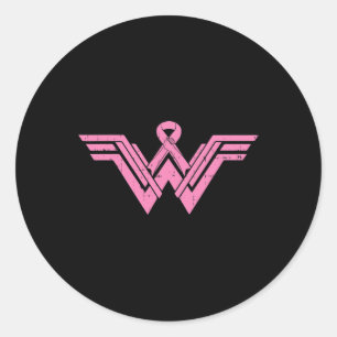 Superhero Pink Ribbon Breast Cancer Awareness Mom Classic Round Sticker