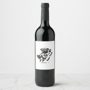 Superhero Pug Wine Label