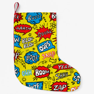 Superhero Saga: Cute Comic Patterns Small Christmas Stocking
