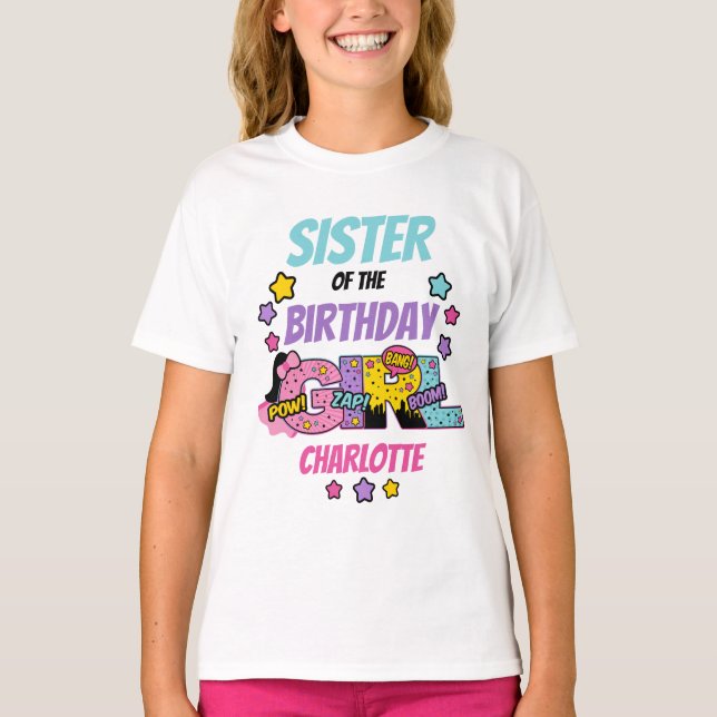 Superhero Sister of the Birthday Super Girl  T-Shirt (Front)