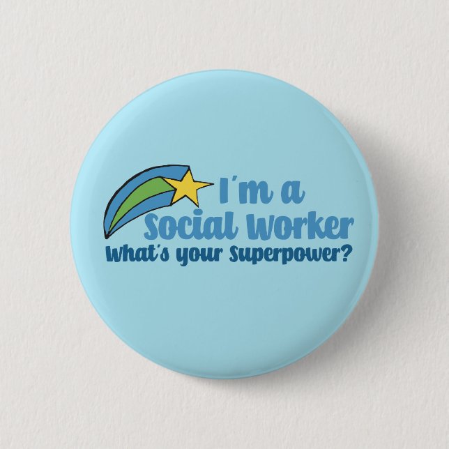 Superhero Social Worker 2 Inch Round Button (Front)