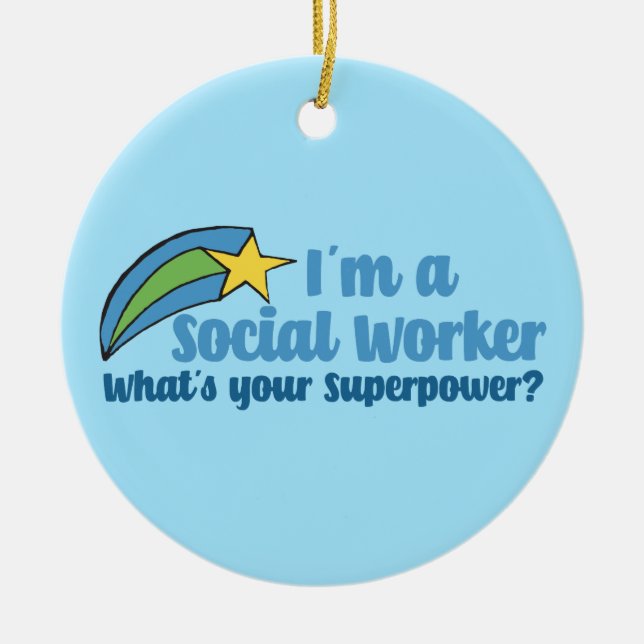 Superhero Social Worker Ceramic Ornament (Front)