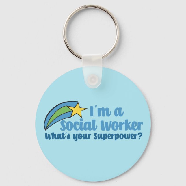 Superhero Social Worker Keychain (Front)