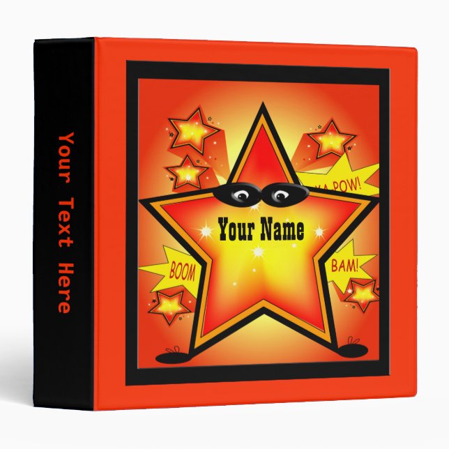 Superhero Star Kid Classeur personnalisé (Devant/Côté)