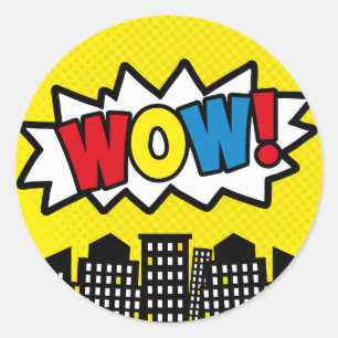 Superhero Stickers, Birthday Party Decor, YELLOW Classic Round Sticker
