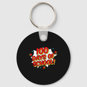 Superhero Style Happy 100th 100 Days of School Keychain
