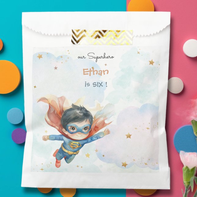 Superhero superboy kids birthday favour bag (Creator Uploaded)