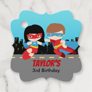 Superhero Tags Boy Girl Birthday Party Favour Tags