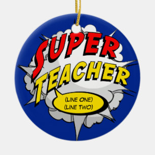 Superhero Teacher Custom Ceramic Ornament