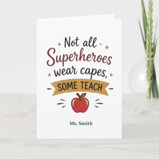 Superhero Teacher Personalized Card (Front)