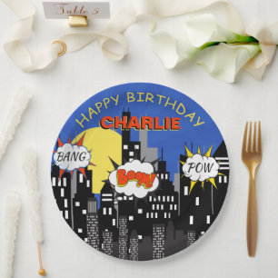 Superhero Theme Birthday Paper Plate