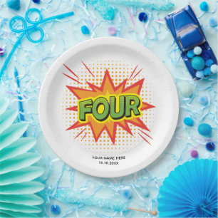 Superhero Theme kids Elegant 4th Birthday Party Paper Plate