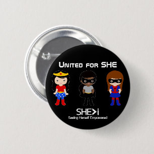 SUPERHERO White Outline - United for SHE 2 Inch Round Button