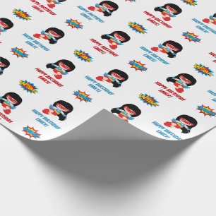 Superhero Wrapping Paper (Girl Personalized Name)