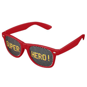 Superhero Yellow Red Typography Black Retro Sunglasses