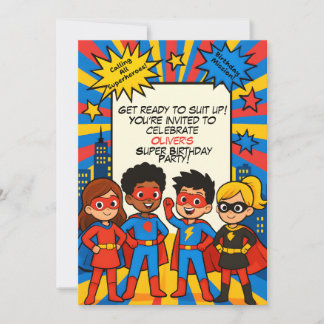 Superheroes Birthday Invitation – Custom 5x7 Card