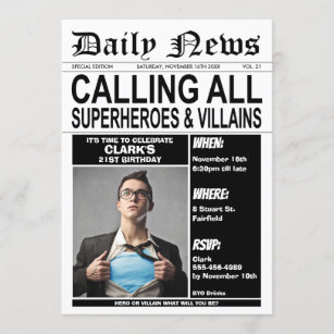 Superheroes or Villains Birthday Party Superhero Invitation