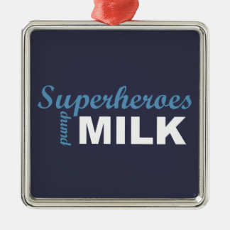 Superheroes pump milk white and blue metal ornament