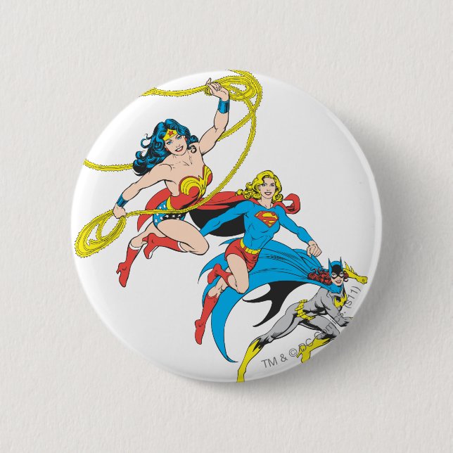 Superheroines Leap 2 Inch Round Button (Front)