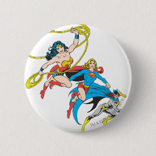 Superheroines Leap 2 Inch Round Button
