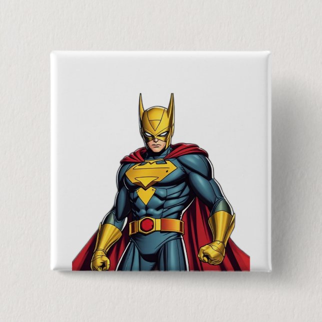 Superheros  2 inch square button (Front)