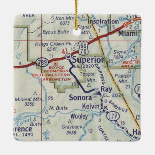 Superior Arizona Vintage Map Ceramic Ornament