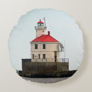 Superior Point Lighthouse single side round pillow