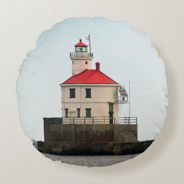 Superior Point Lighthouse single side round pillow (Front)