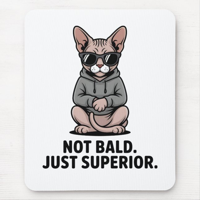 Superior Sphynx Cat Attitude Illustration Mouse Pad (Front)