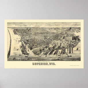 Superior, WI Panoramic Map - 1890 Poster