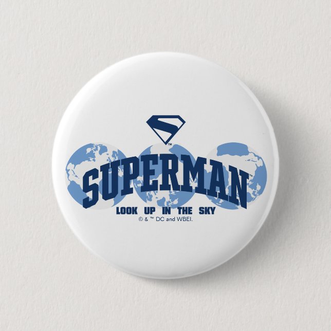 Superman Across the Globe 2 Inch Round Button (Front)