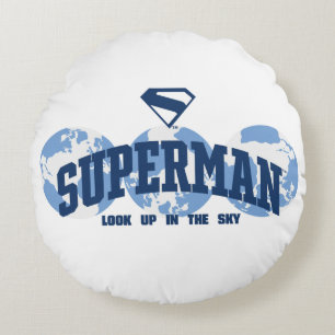 Superman Across the Globe Round Pillow