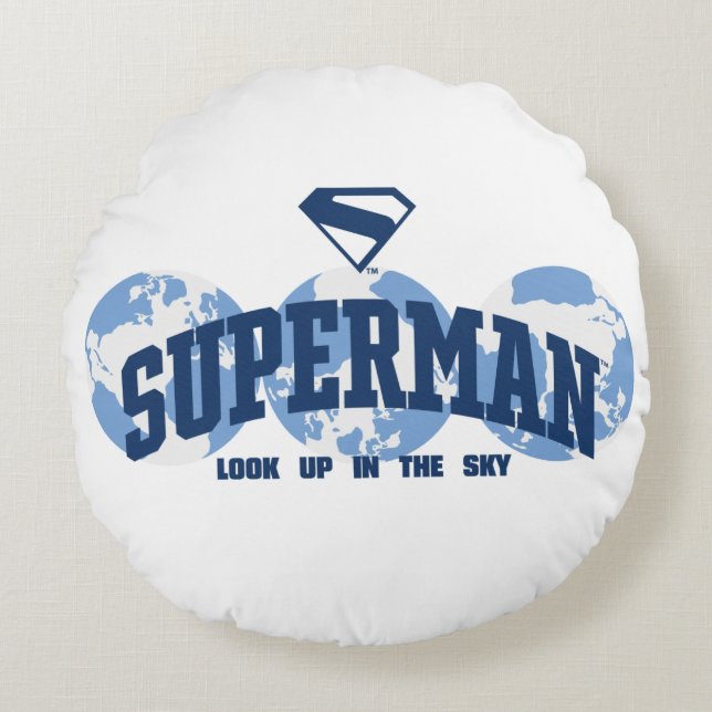 Superman Across the Globe Round Pillow (Front)