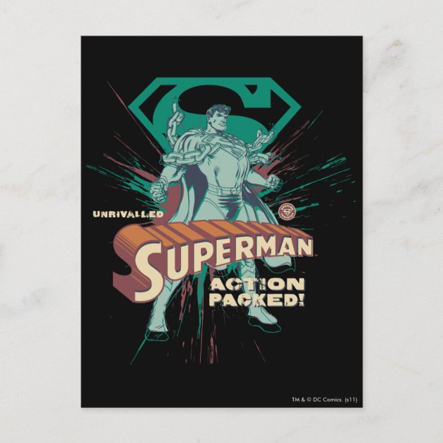 Superman action packed postcard (Front)