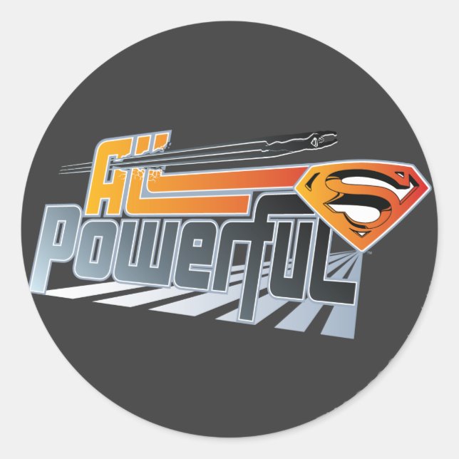 Superman All Powerful Classic Round Sticker (Front)