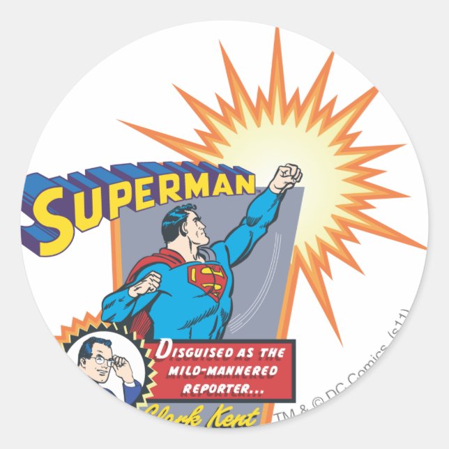 Superman and Clark Kent Classic Round Sticker (Front)
