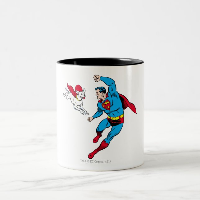 Superman and Krypto 2 Two-Tone Coffee Mug (Center)