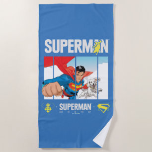 Superman and Krypto Take Flight Beach Towel