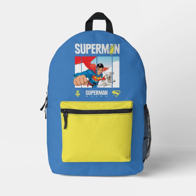 Superman and Krypto Take Flight Printed Backpack (Front)