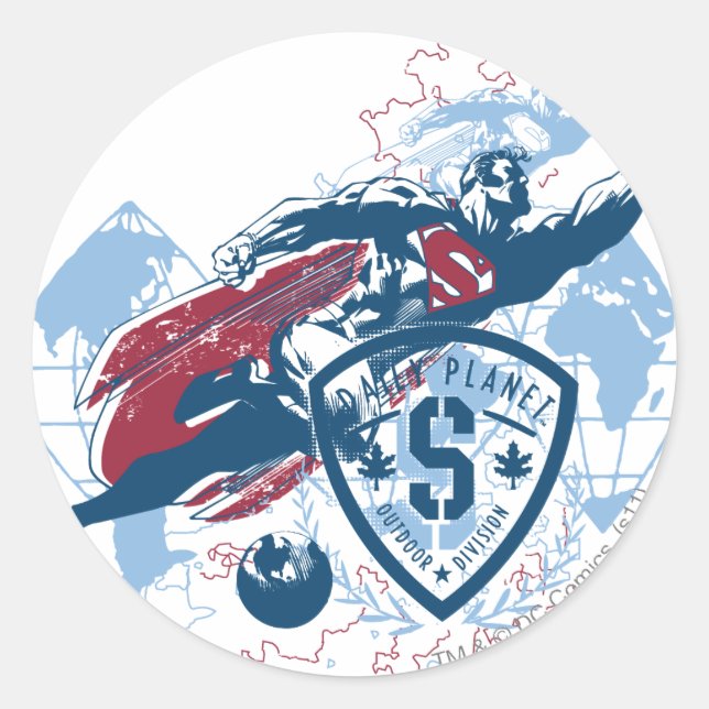 Superman and Map Classic Round Sticker (Front)